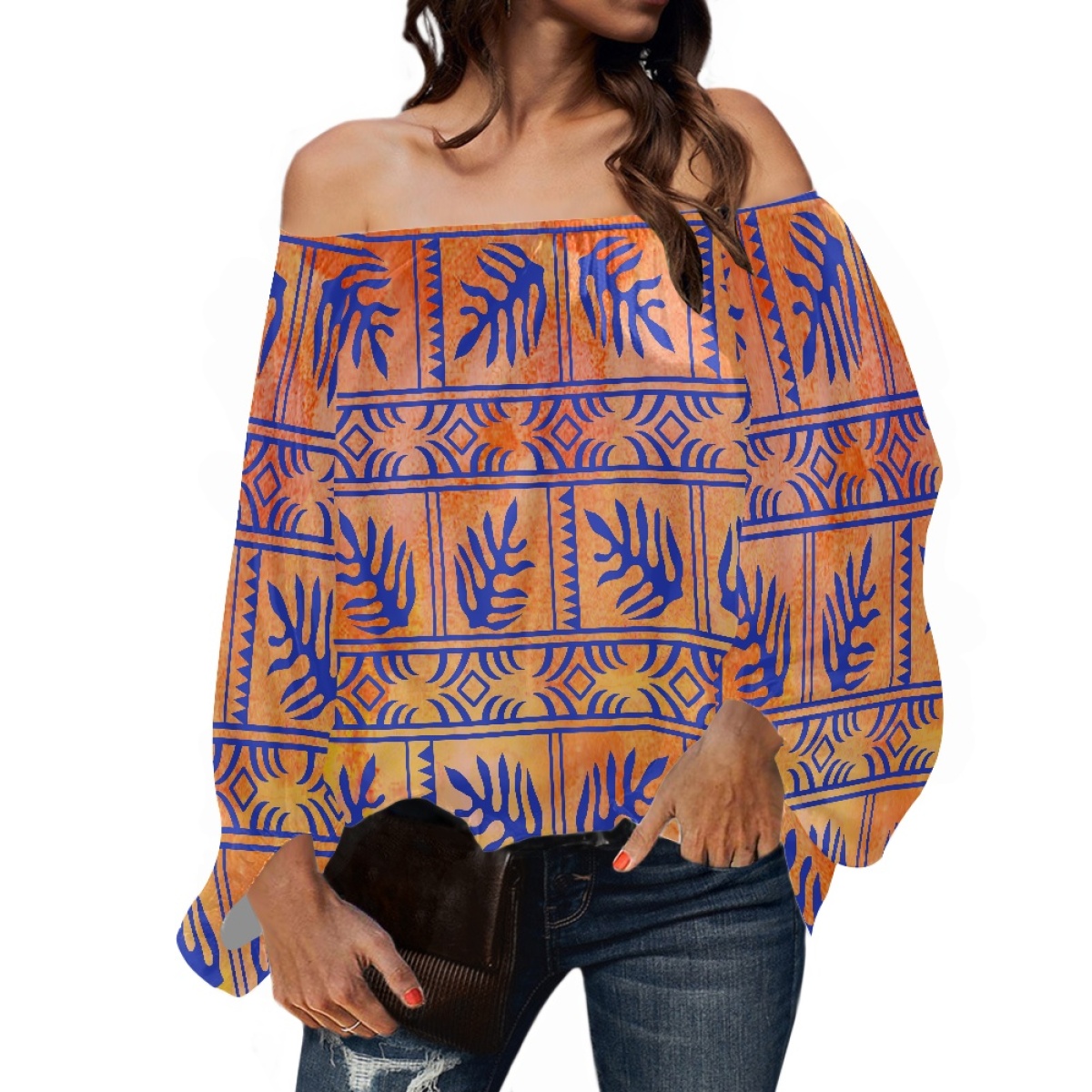 Puff Sleeve Blouse - Полинезийская этническая одежда: элегантная женская блузка