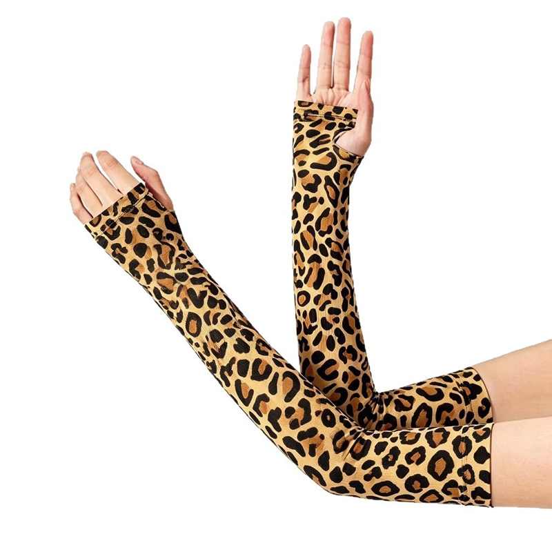 Women'S Fashion Gloves - Модные леопардовые длинные эластичные нарукавники без