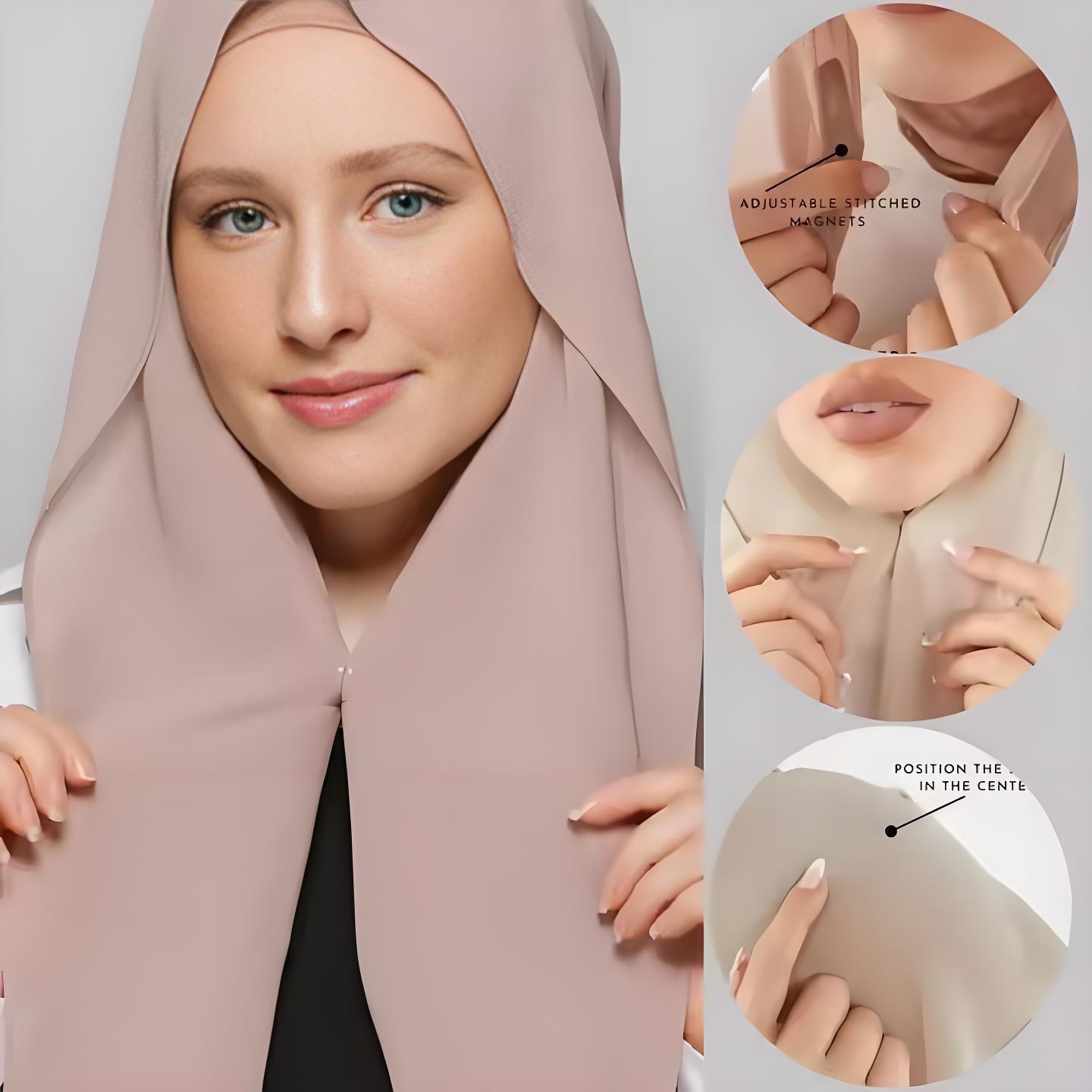 Women Fashion Malaysia - Новый шифоновый хиджаб с магнитной застежкой,