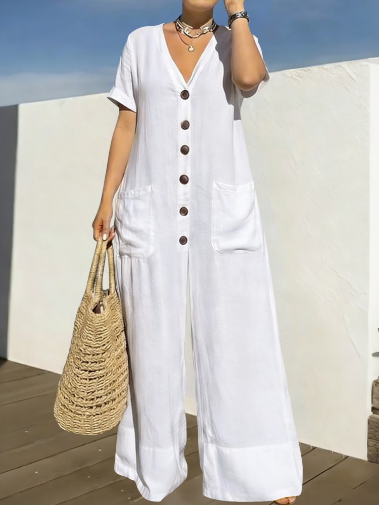 Women'S Fashion Trousers - Женский комбинезон больших размеров, летний, синий,