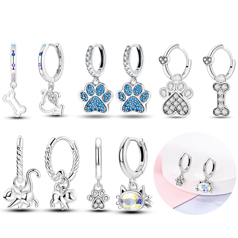 Women'S Fashion Website - Серебряные цвета, серьги-подвески с принтом лапы