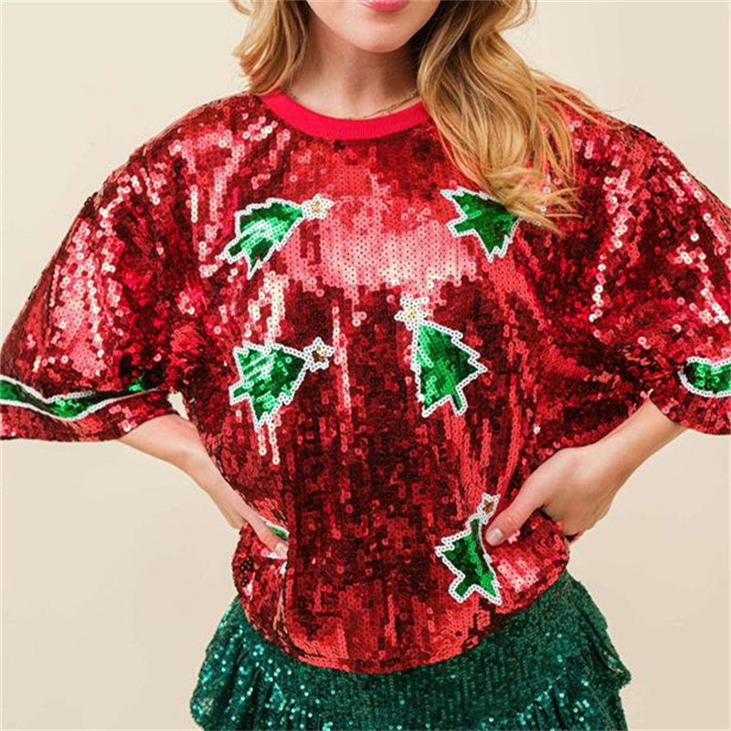 Women'S Fashion Rugby Shirt - Модная женская футболка с блестками и