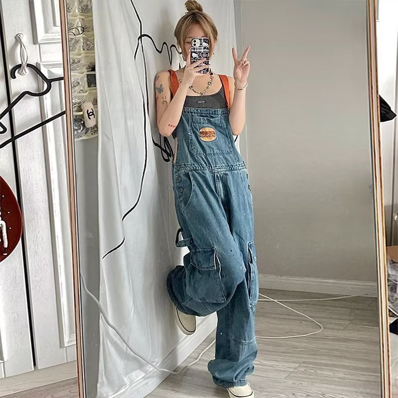 Women'S Fashion Trousers - Ретро джинсовые брюки свободного кроя для