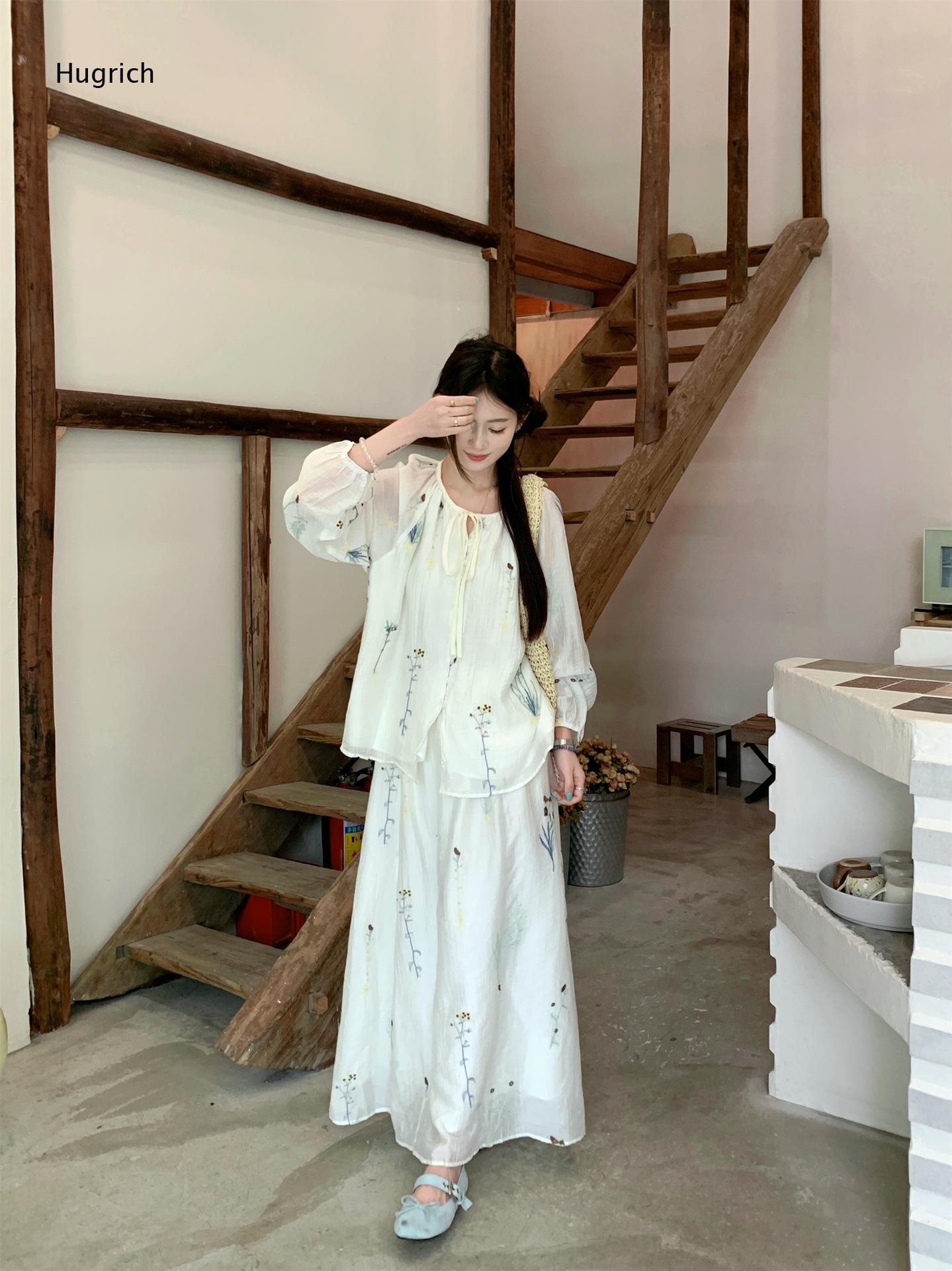 Puff Sleeve Blouse - Повседневный комплект для отпуска: белая блузка