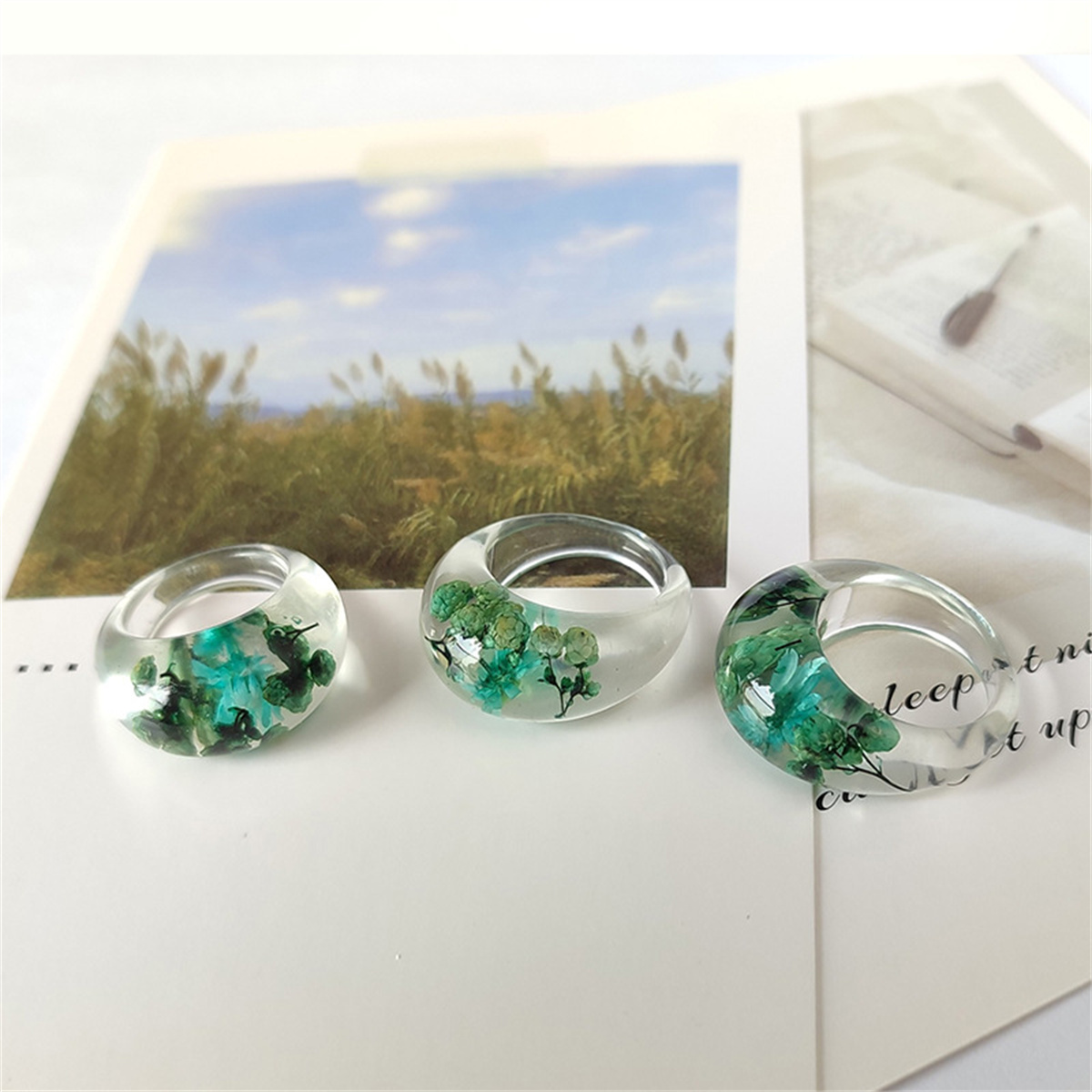 Прозрачное кольцо из смолы с н – обзор и цена Women'S Real Y2K Fashion