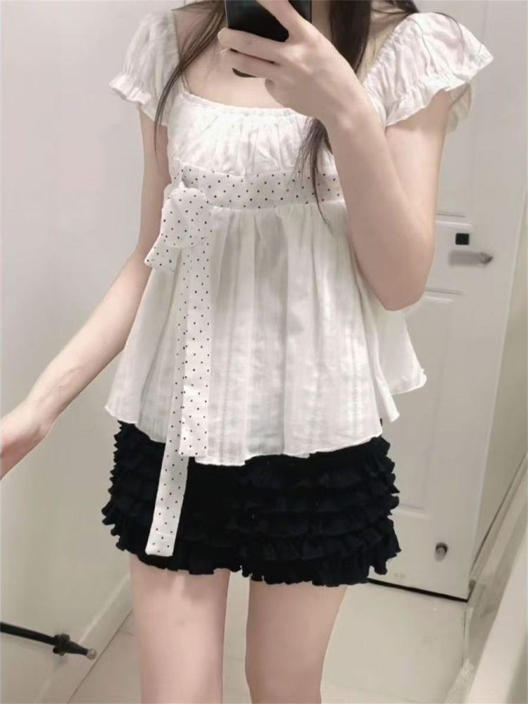 Милый корейский модный комплек – обзор и цена Puff Sleeve Blouse
