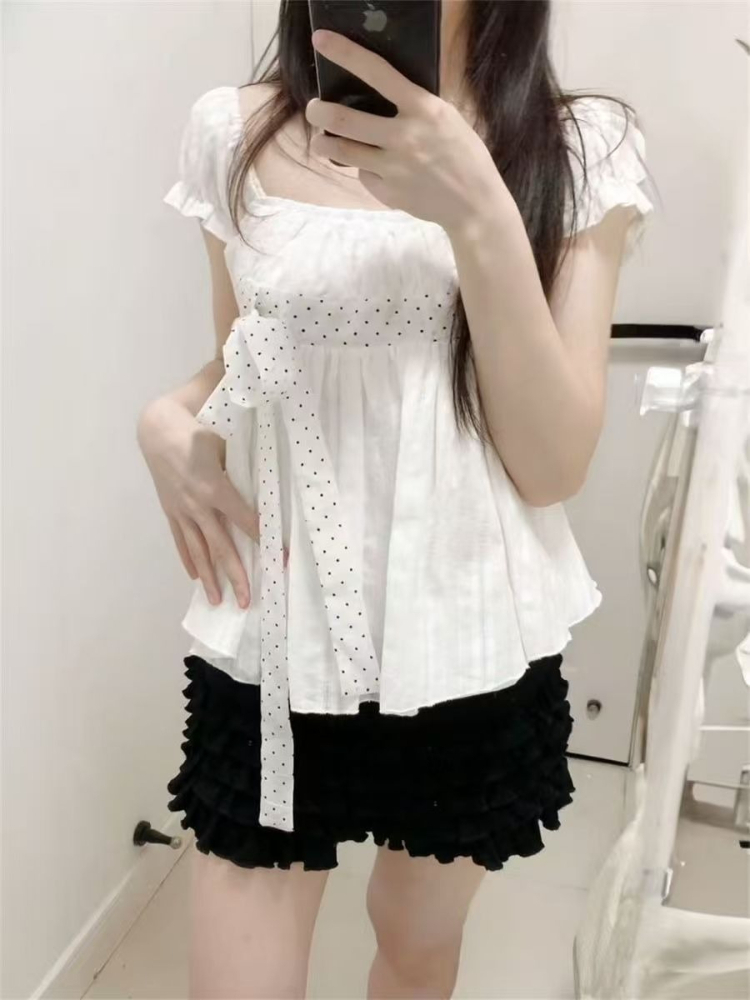Милый корейский модный комплек – обзор и цена Puff Sleeve Blouse